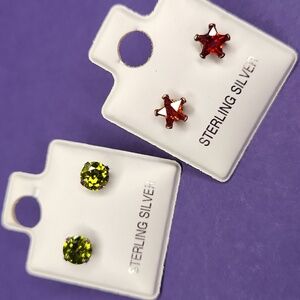Peridot & Garnet Stud Earrings